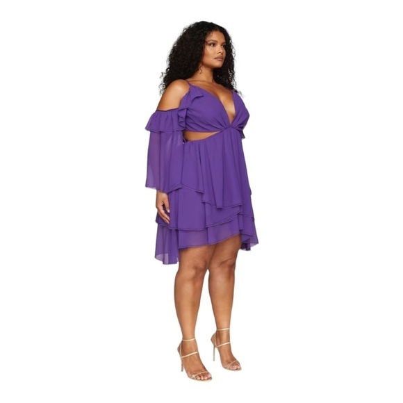 Fashion to Figure Jasmin Cold Shoulder Cutout Mini Dress Leslie Sidora Size 3 - Picture 7 of 7